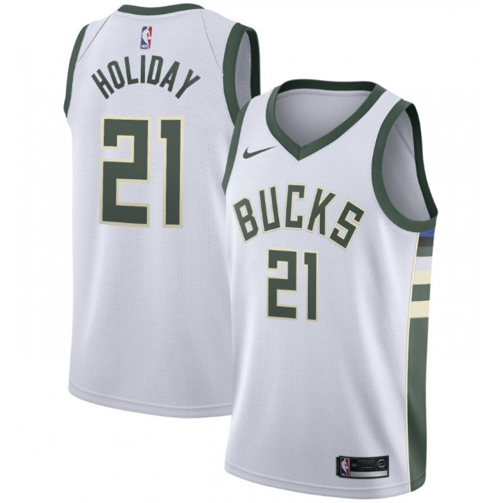 Men's Milwaukee Bucks Jrue Holiday #21 White 2020/21 Swingman Jersey - Association Edition-Pro Kit Vault | Brand New 26/27 Sports Jerseys